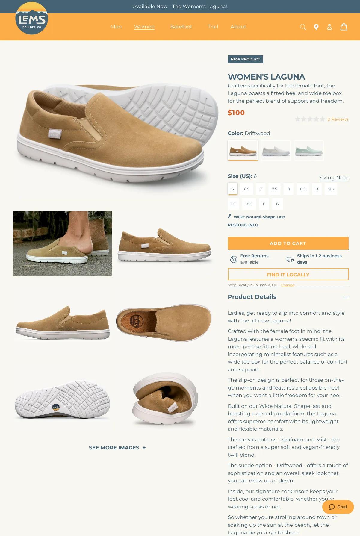 Screenshot 3 of Lems Shoes (Example Shopify Clothing Website)