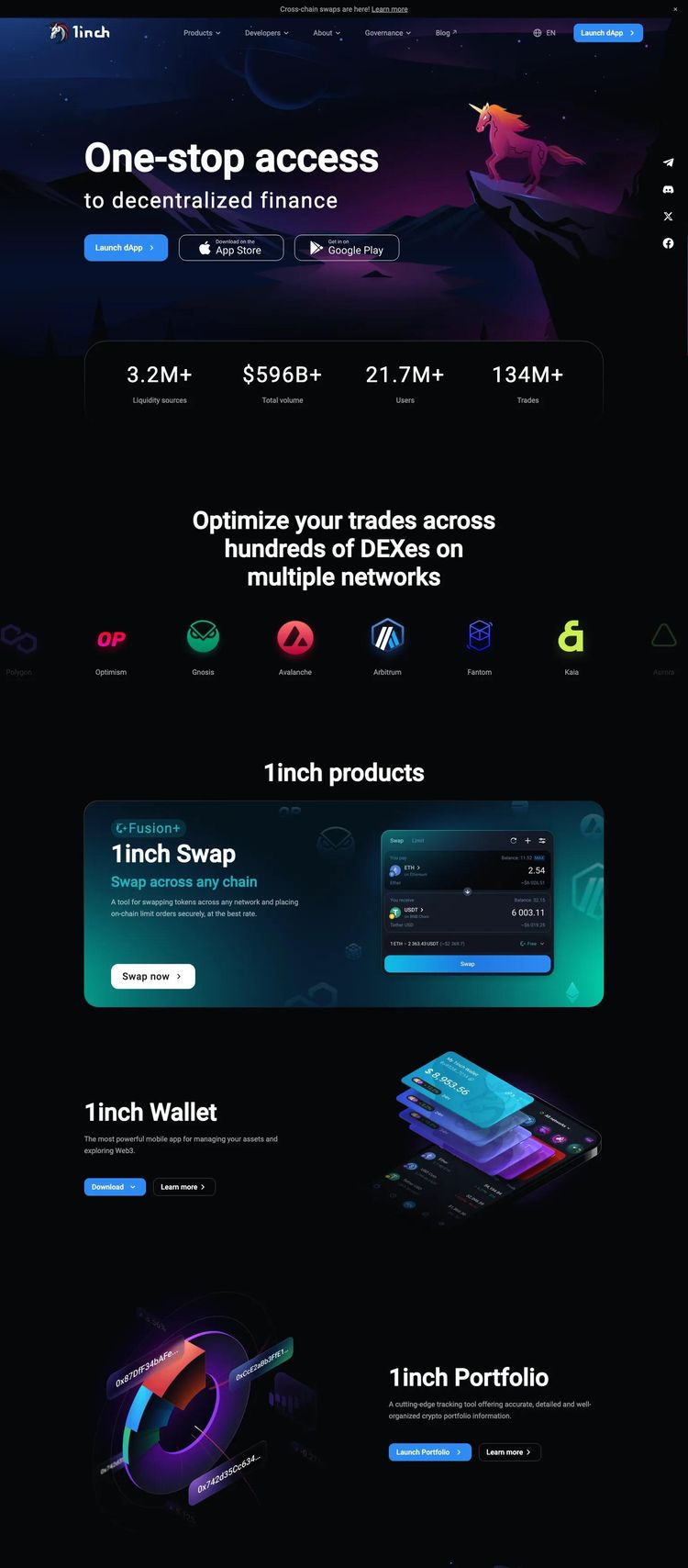 Screenshot 2 of 1inch (Example Next.js Cryptocurrency Website)