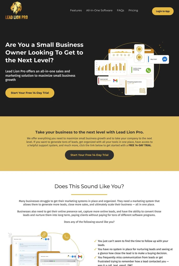 Screenshot 1 of Lead Lion Pro (Example ThriveCart Website)