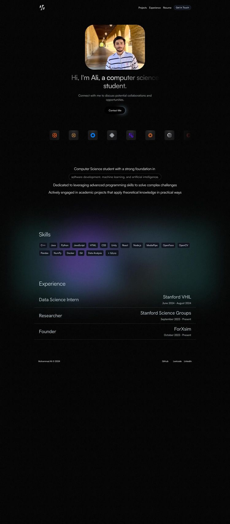 Screenshot 2 of Aali (Example Framer AI and Machine Learning Website)