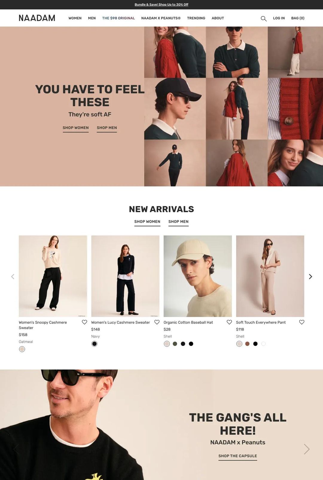 Screenshot 1 of NAADAM (Example Shopify Clothing Website)