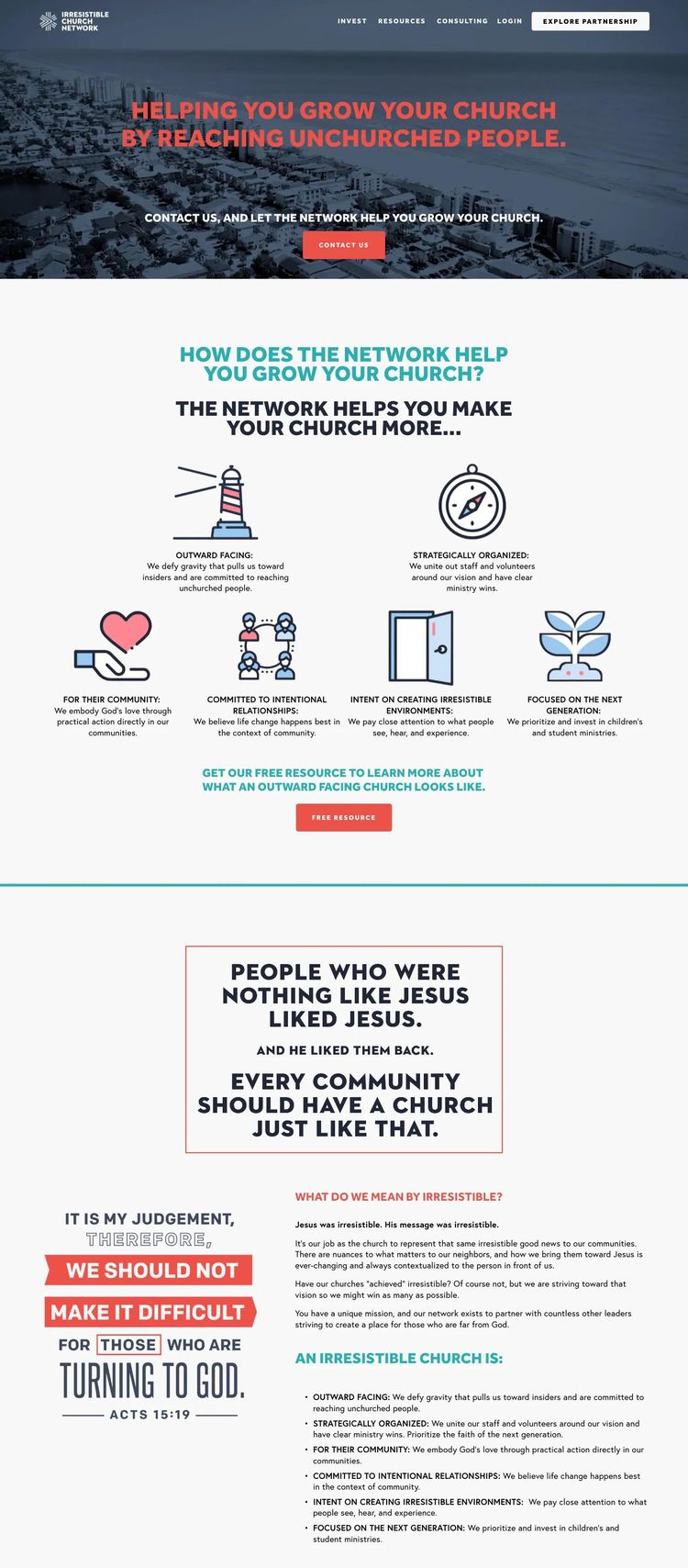 Screenshot 1 of Irresistible Church Network (Example Squarespace Church/Religious Organization Website)