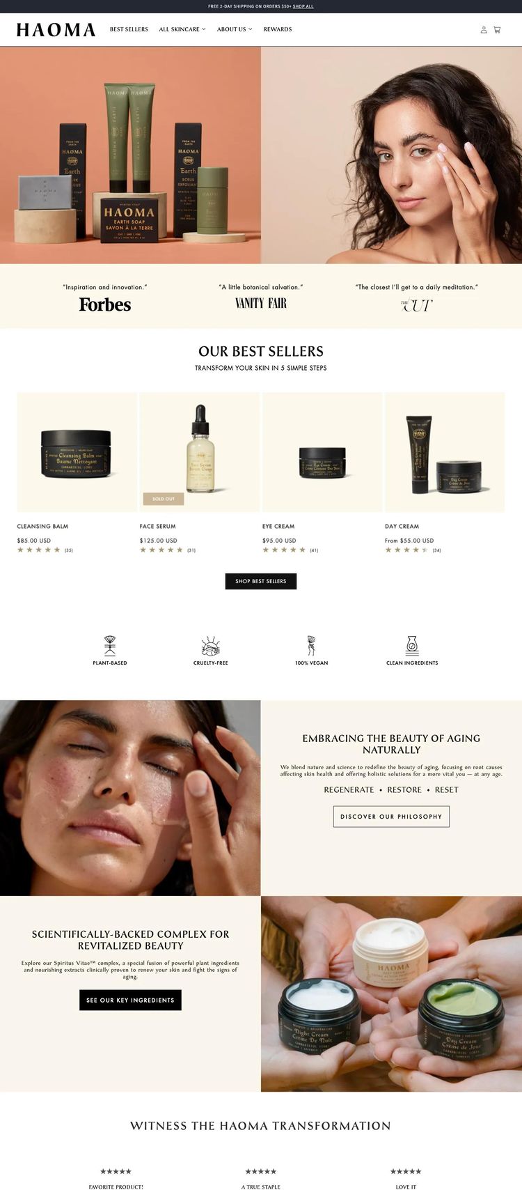 Screenshot 2 of Haoma Earth (Example Shopify Beauty Products Website)