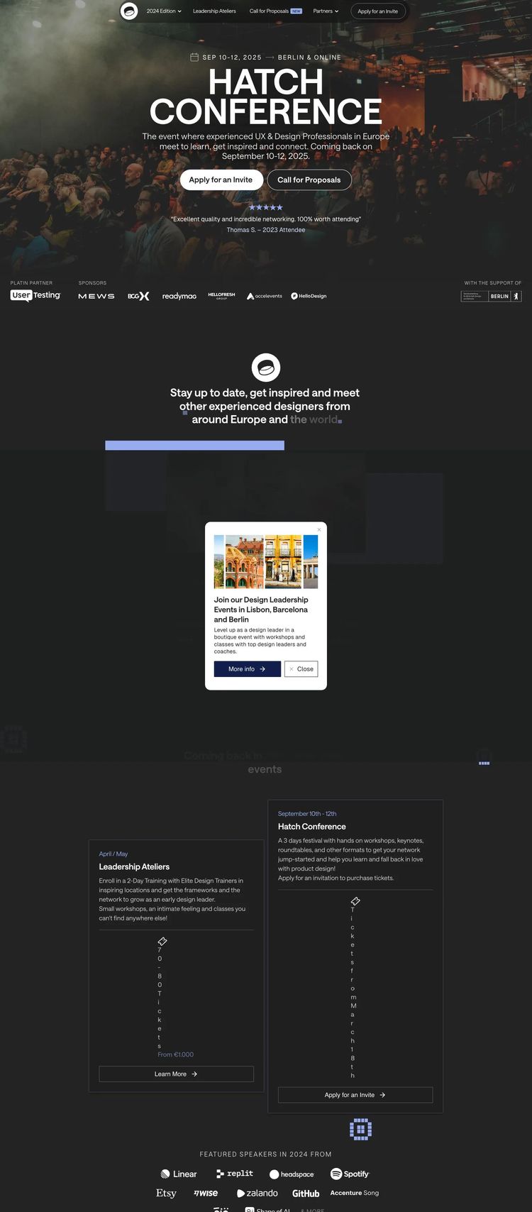 Screenshot 2 of Hatch Conference (Example Framer Conference Website)