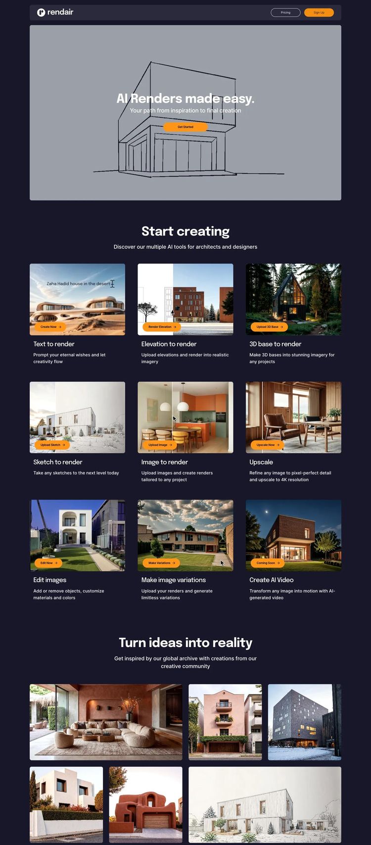 Screenshot 1 of Rendair (Example Webstudio Website)
