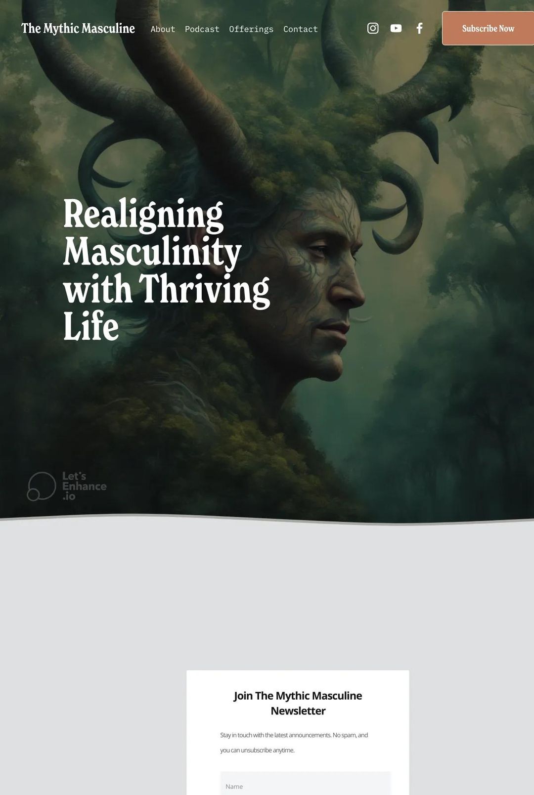Screenshot 1 of The Mythic Masculine (Example Squarespace Podcast Website)