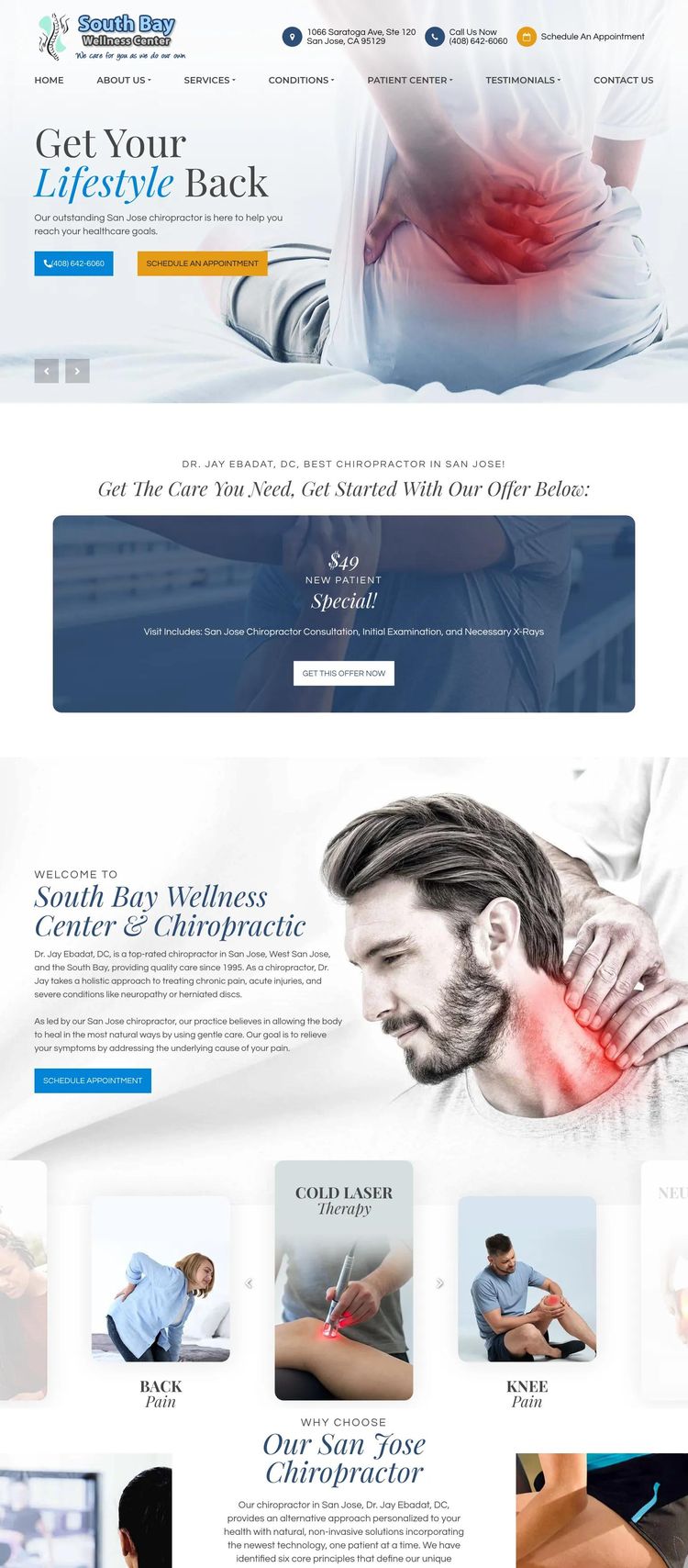Screenshot 2 of South Bay Chiro (Example undefined Chiropractor Website)