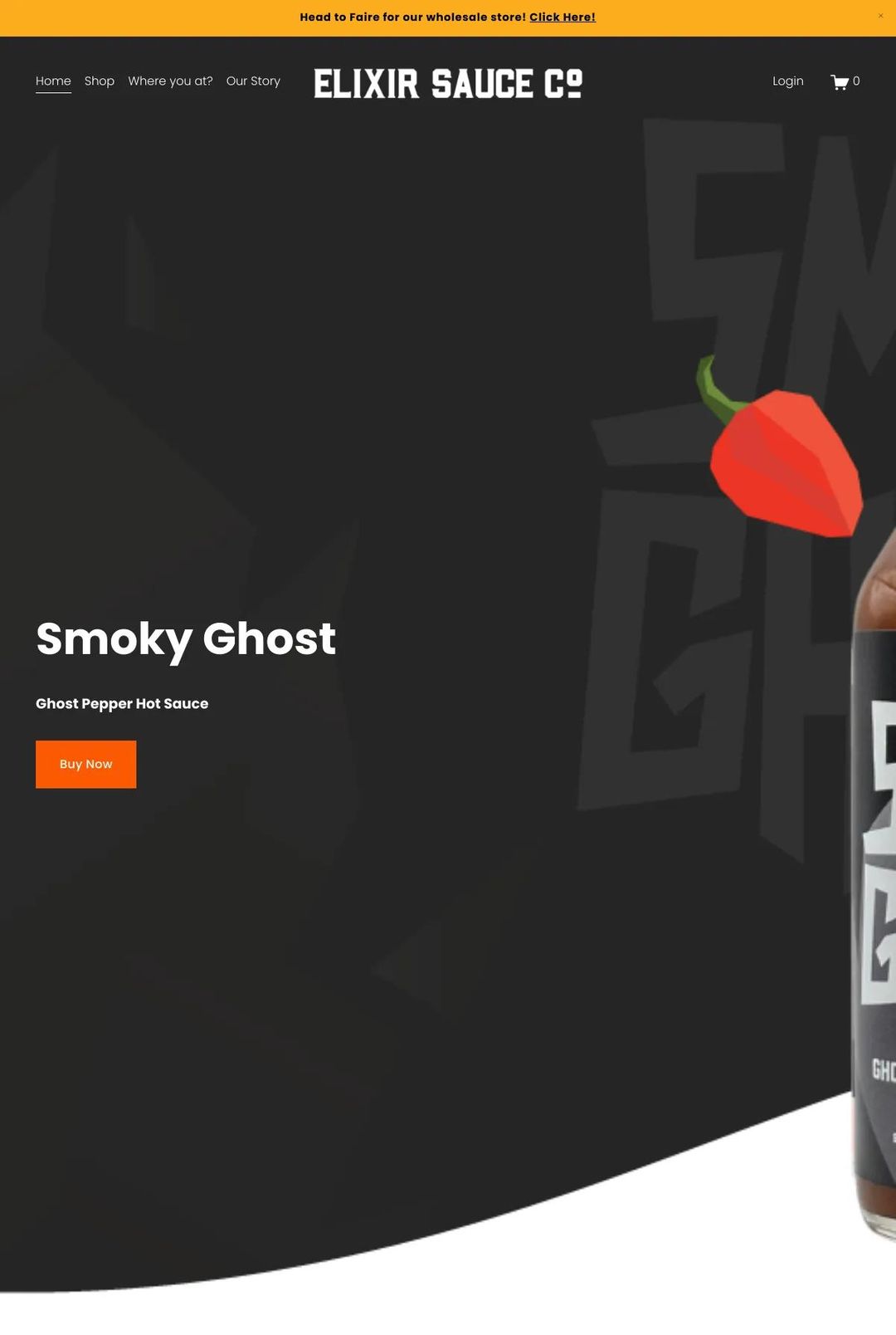 Screenshot 1 of Elixir Sauce Co (Example Squarespace Ecommerce Website)