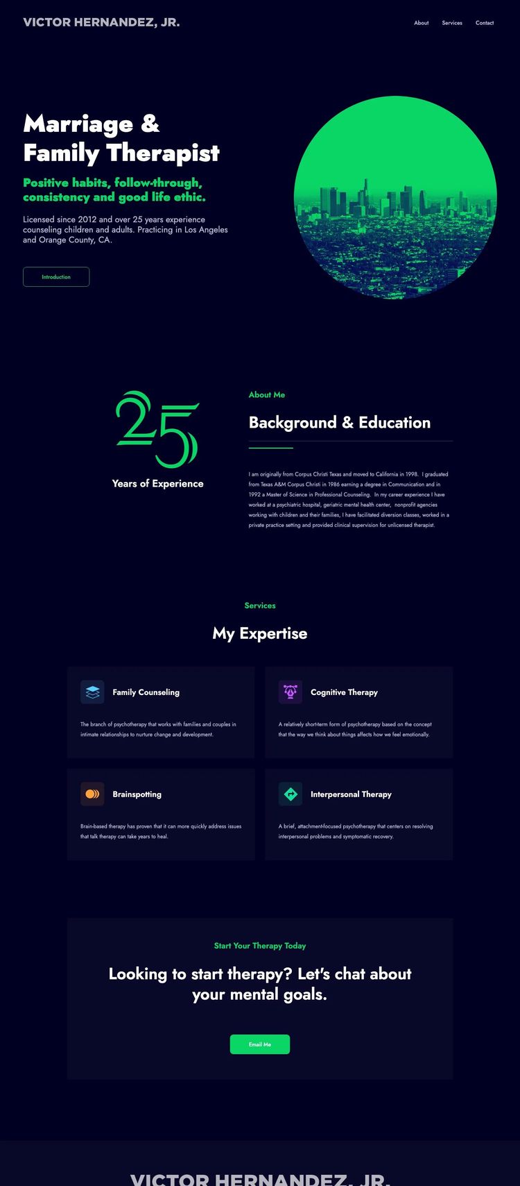 Screenshot 2 of VHJ Therapy (Example WordPress Therapist Website)