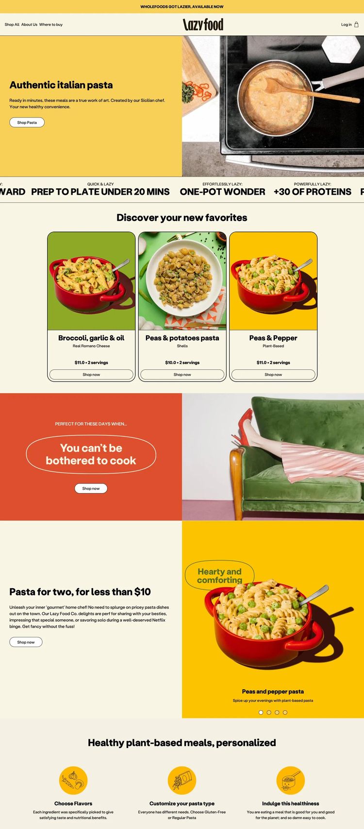Screenshot 1 of Lazy Food Co. (Example Shopify Food and Beverage Website)