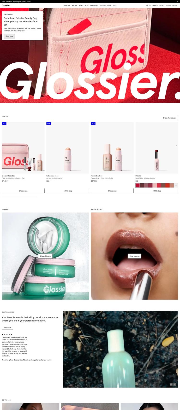 Screenshot 2 of Glossier (Example Shopify Beauty Products Website)