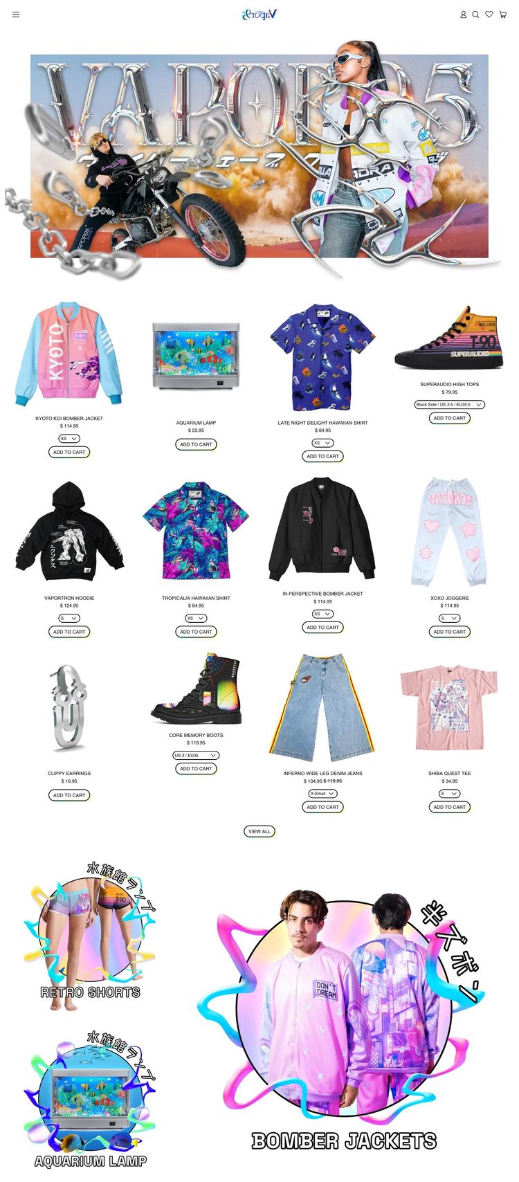 Screenshot 1 of Vapor95 (Example Shopify Clothing/Fashion Website)