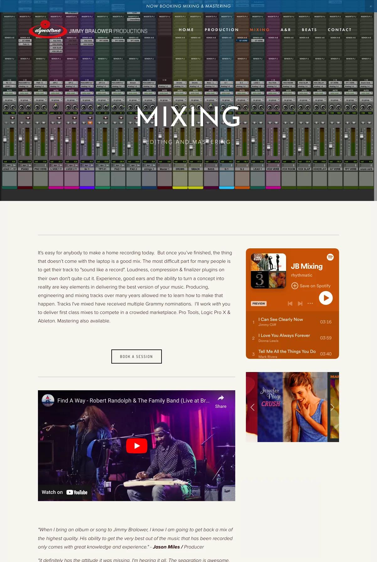 Screenshot 3 of Jimmy Bralower Productions (Example Squarespace Music Producer Website)