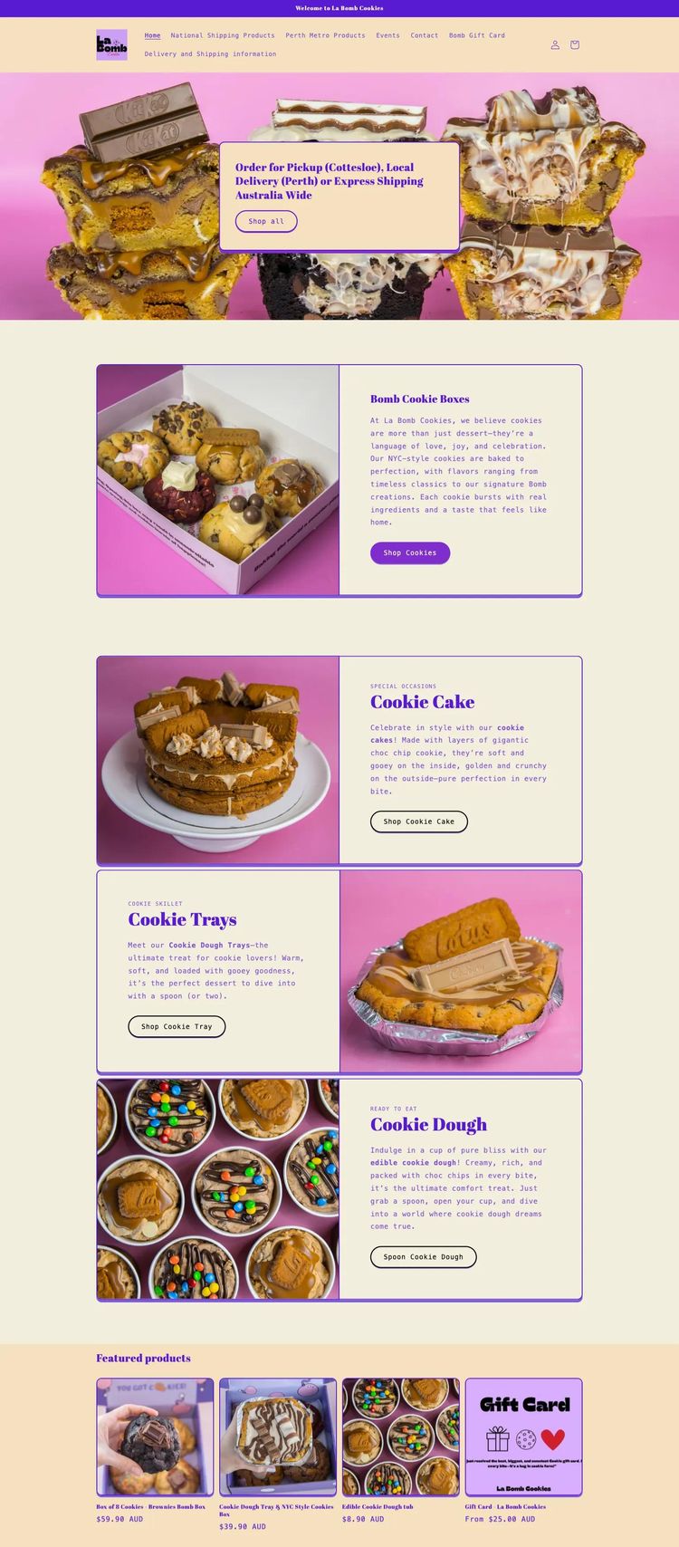 Screenshot 2 of La Bomb Cookies (Example Shopify Bakery Website)