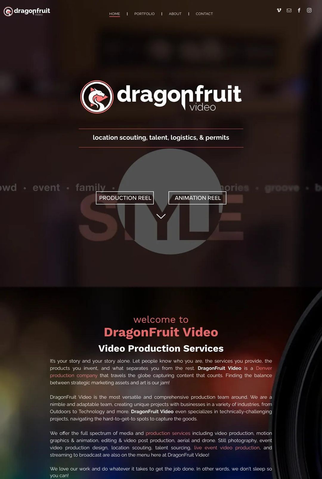 Screenshot 1 of DragonFruit Video (Example Duda Website)