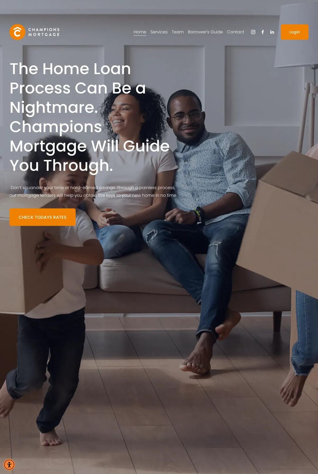 Screenshot 1 of Champions Mortgage (Example Squarespace Real Estate Website)