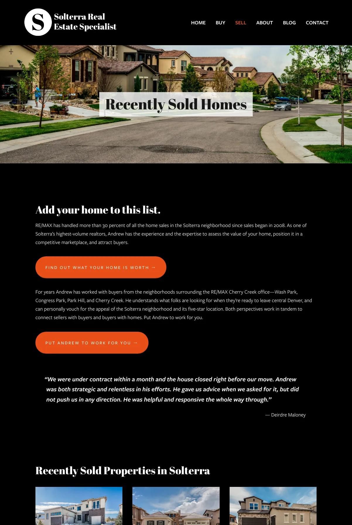 Screenshot 3 of Solterra Real Estate Specialist (Example Squarespace Real Estate Website)