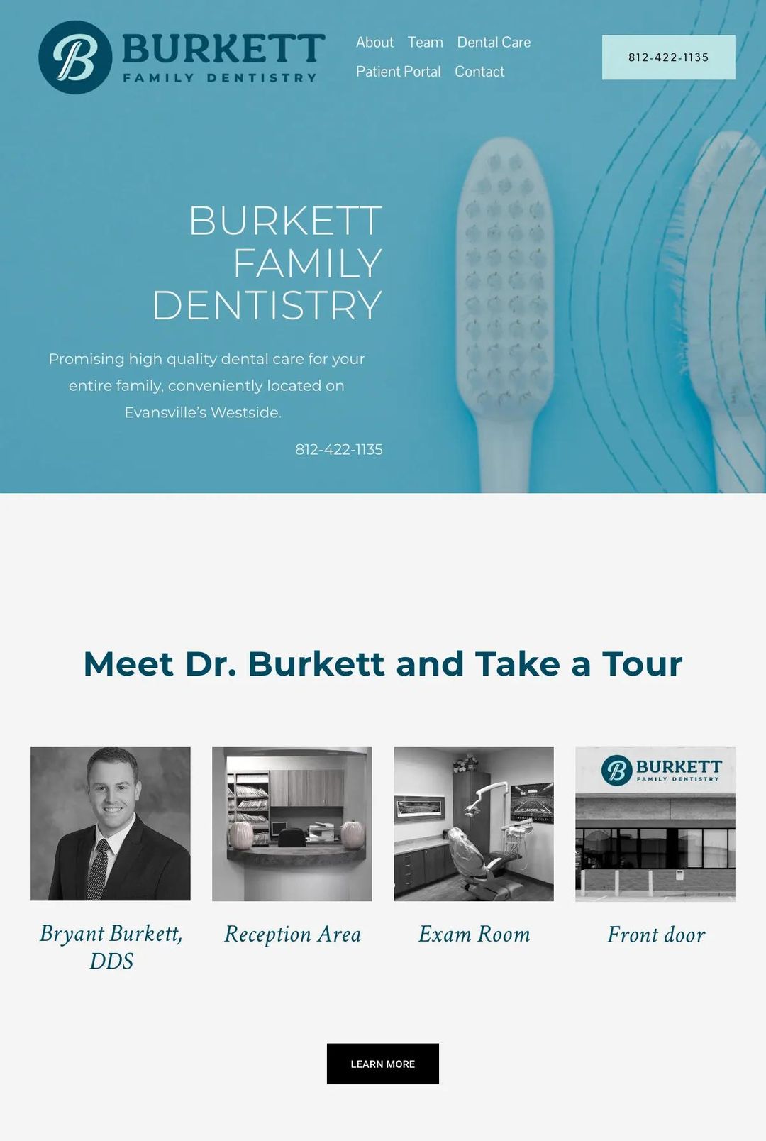 Screenshot 1 of Burkett Family Dentistry (Example Squarespace Dentist Website)
