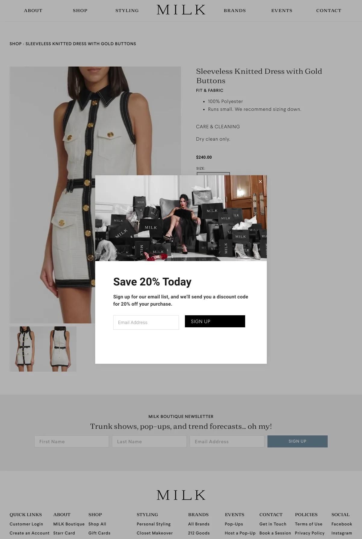 Screenshot 3 of MILK Boutique (Example Squarespace Ecommerce Website)