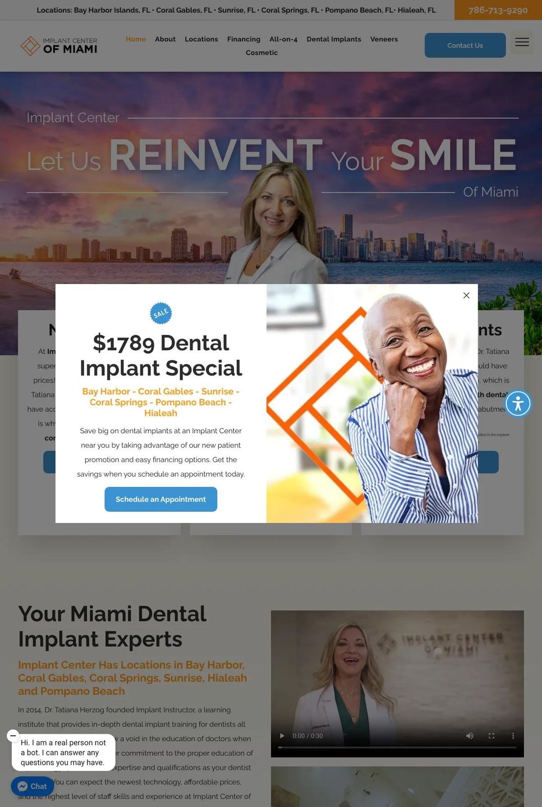 Screenshot 1 of Implant Center of Miami (Example Duda Website)