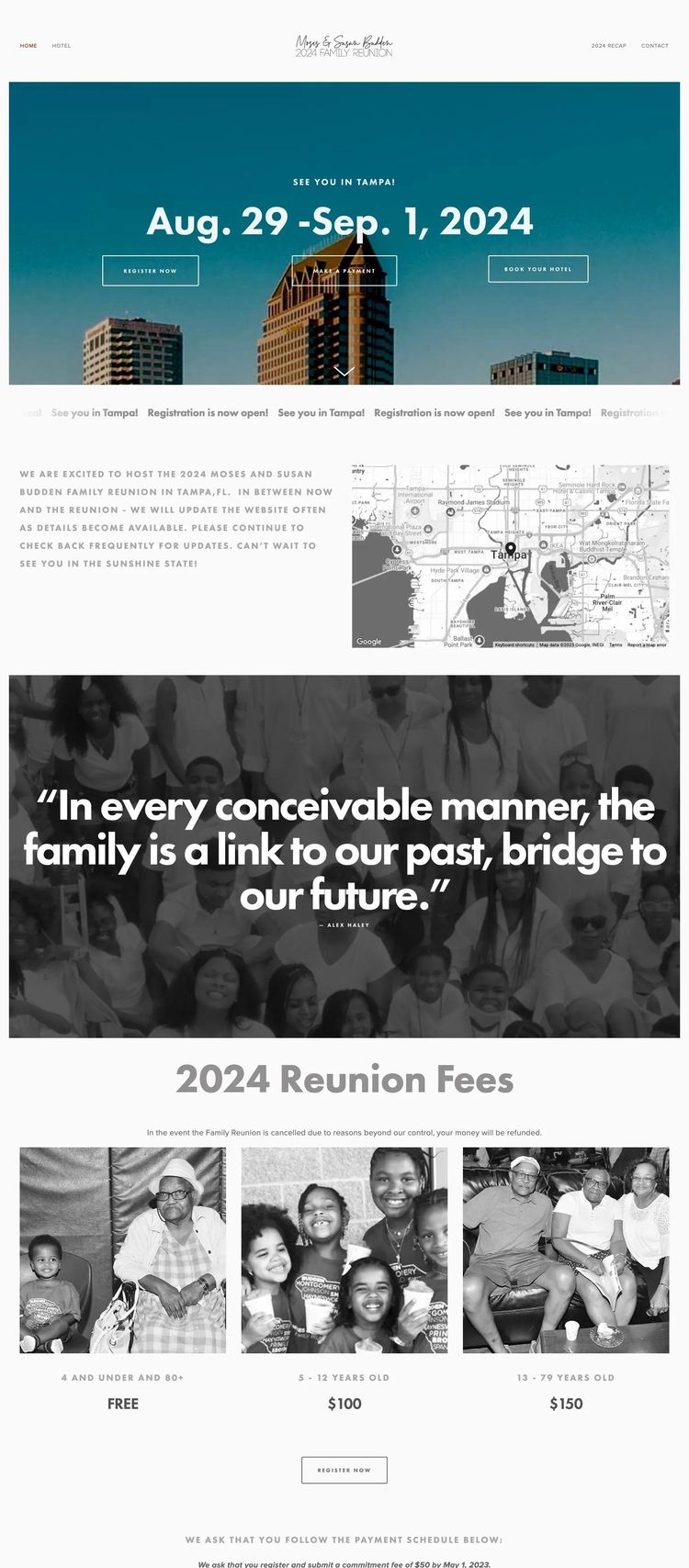 Screenshot 2 of Budden Family Reunion (Example Squarespace Family Reunion Website)