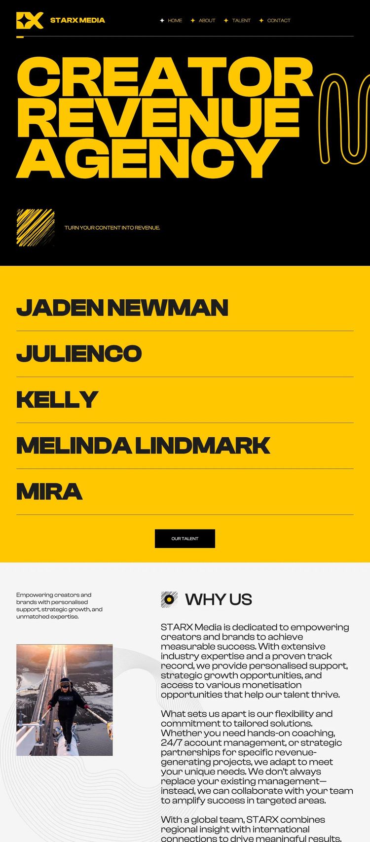 Screenshot 2 of STARX Media (Example Webflow Marketing Agency Website)