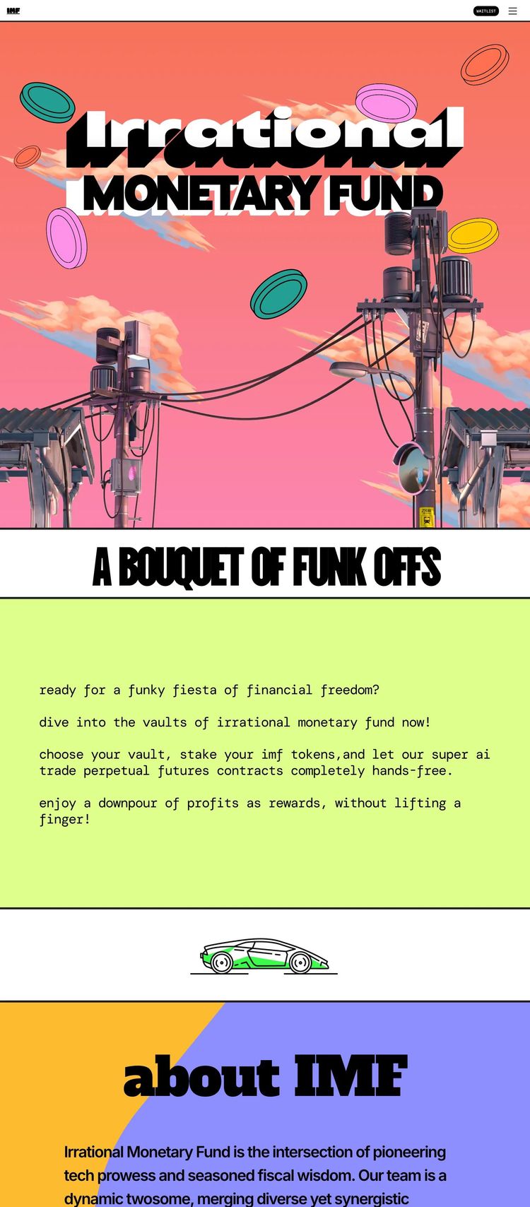 Screenshot 2 of Irrational Monetary Fund (Example Framer AI and Machine Learning Website)