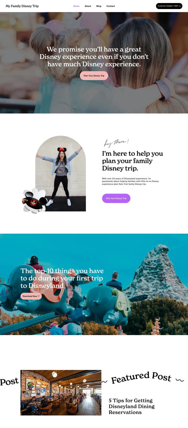 Screenshot 2 of My Family Disney Trip (Example Squarespace Travel Agency Website)