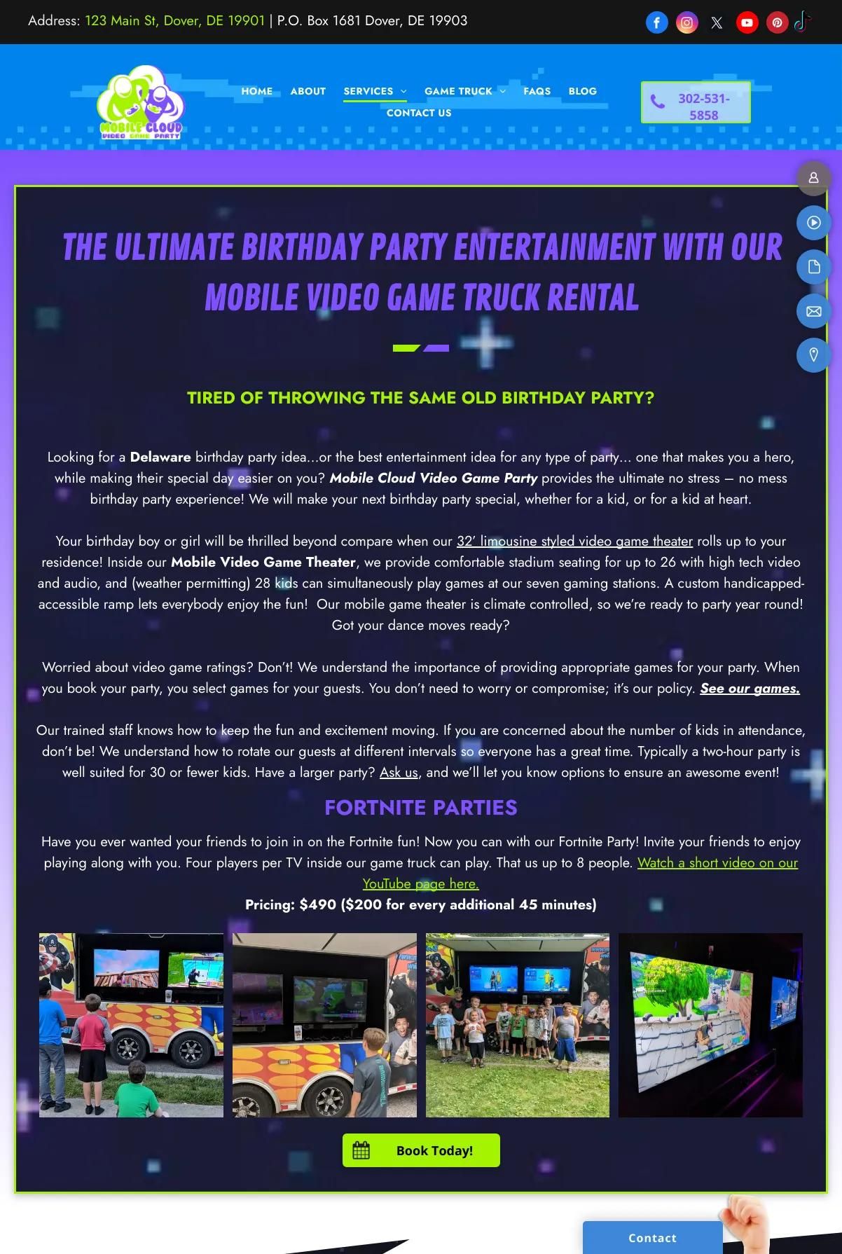 Screenshot 3 of Mobile Cloud Video Game Party (Example Duda Website)