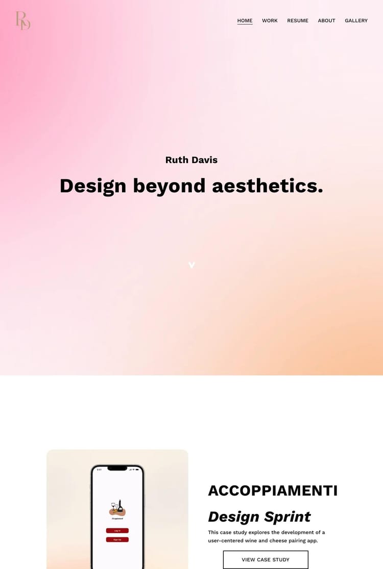 Screenshot 1 of Ruth Davis (Example Squarespace Resume Website)