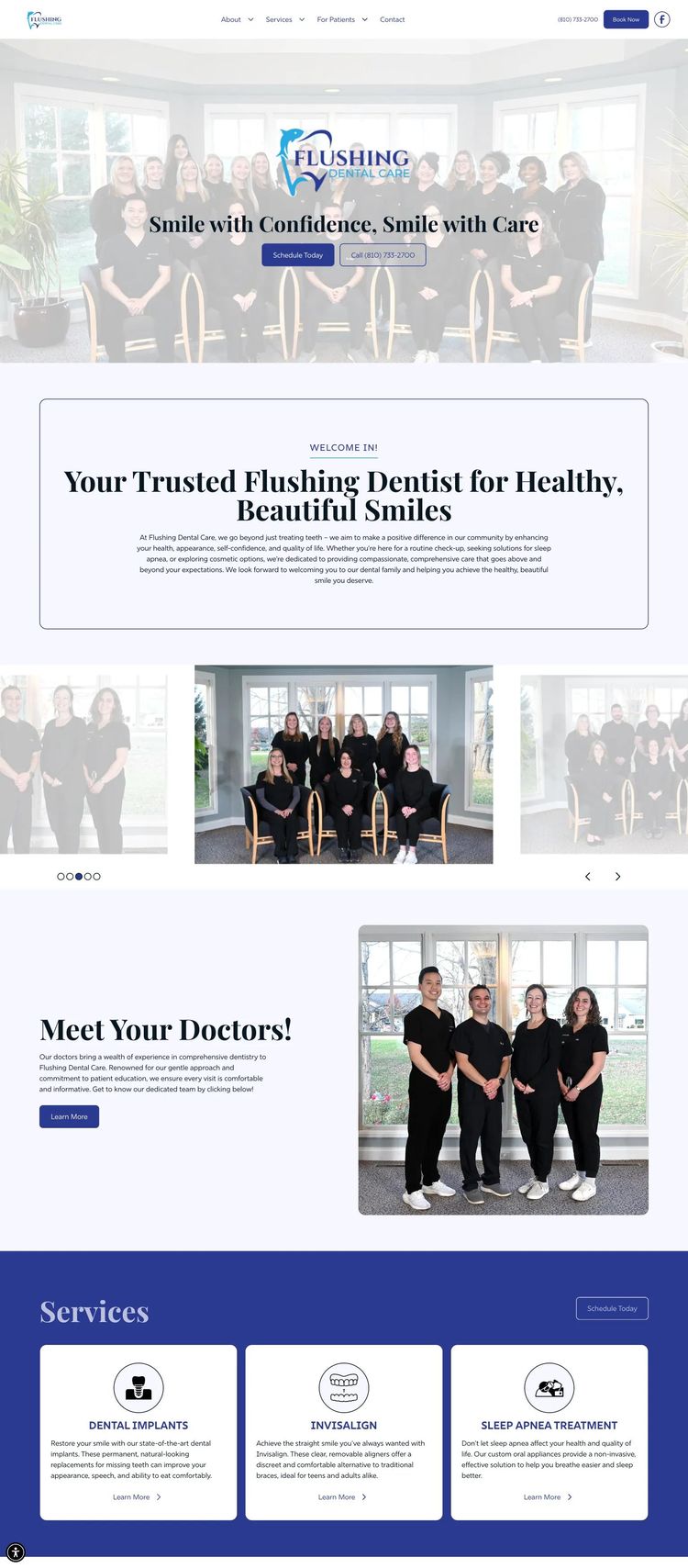 Screenshot 2 of Flushing Dental Care (Example Webflow Dentist Website)