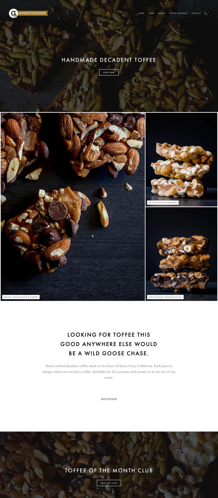 Screenshot 2 of Goose's Goodies (Example Squarespace Food and Beverage Website)
