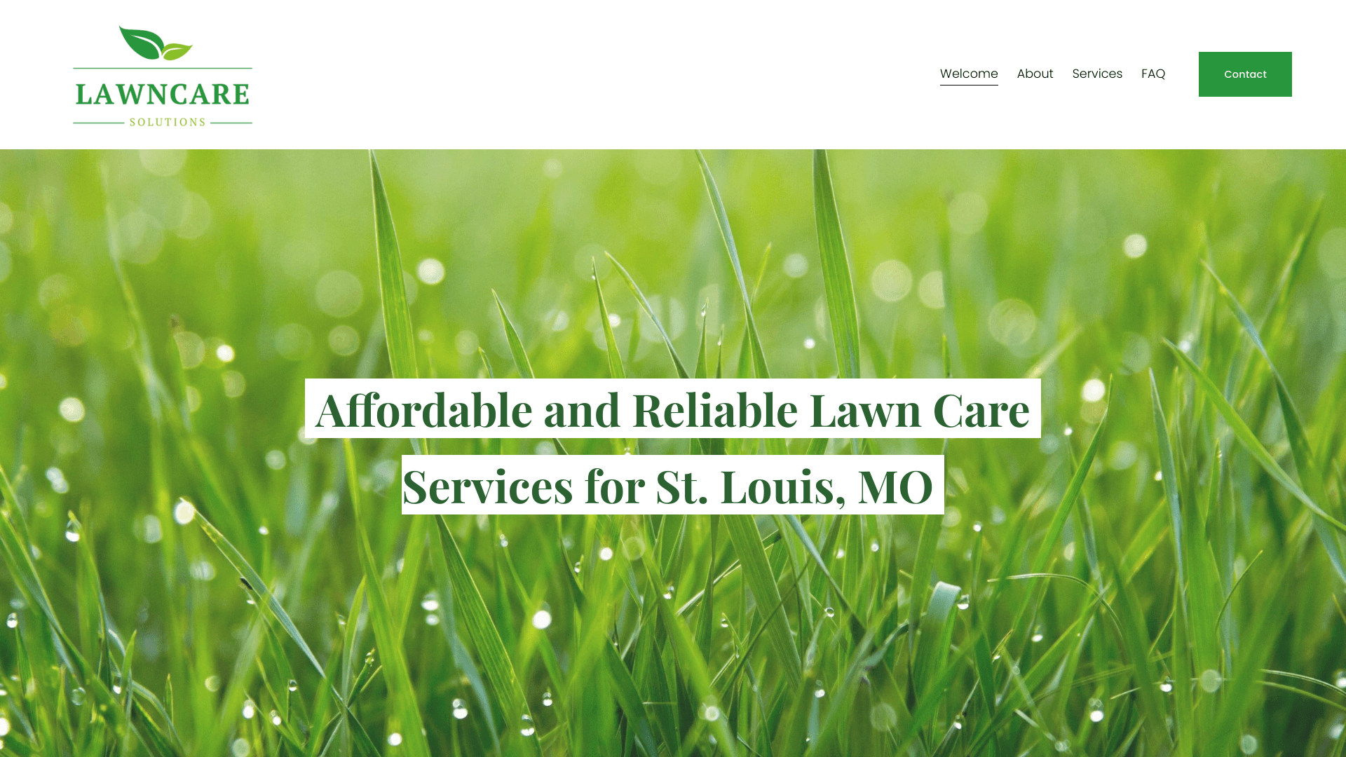 Screenshot of the Lawn Care Solutions website
