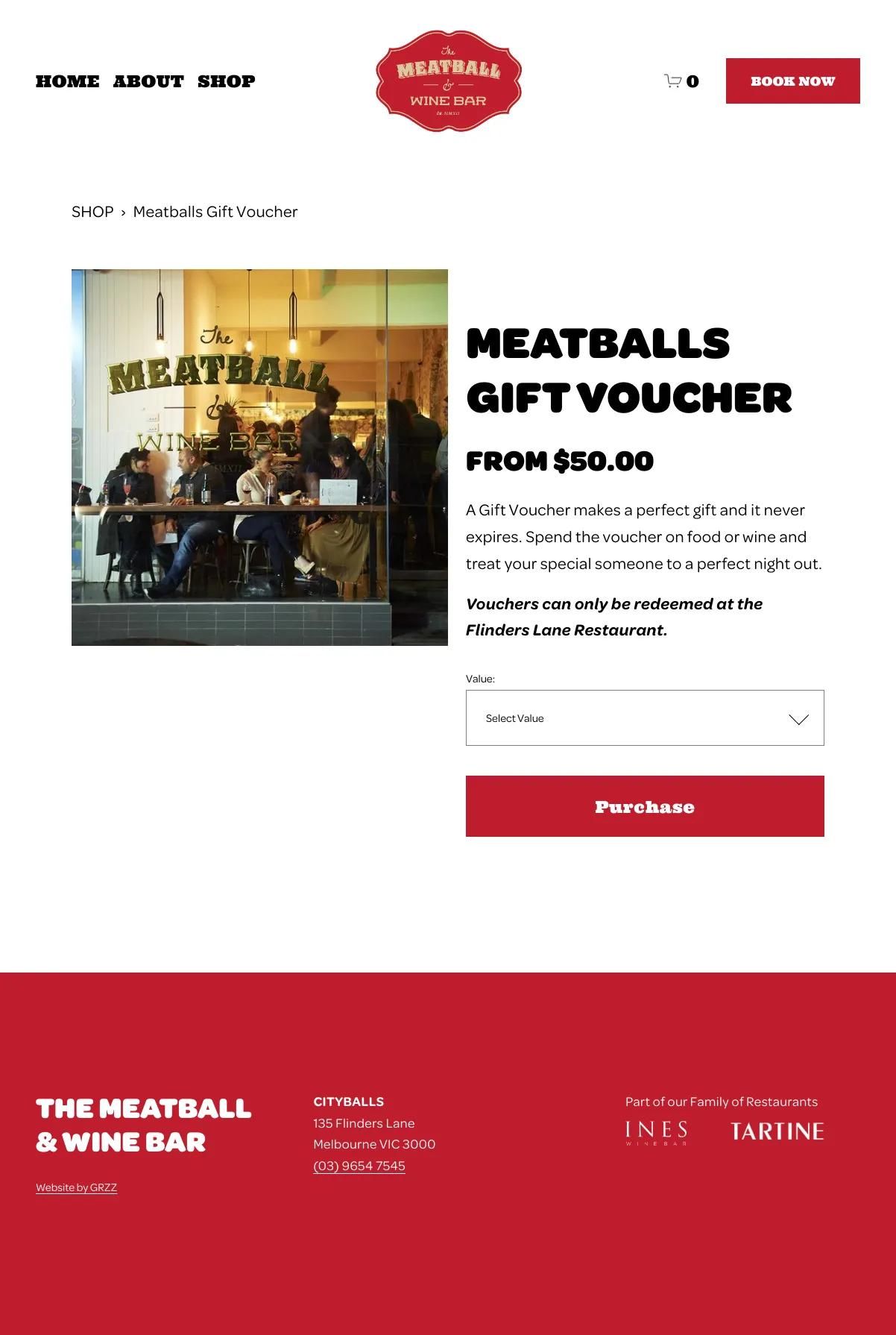 Screenshot 3 of The Meatball & Wine Bar (Example Squarespace Restaurant Website)
