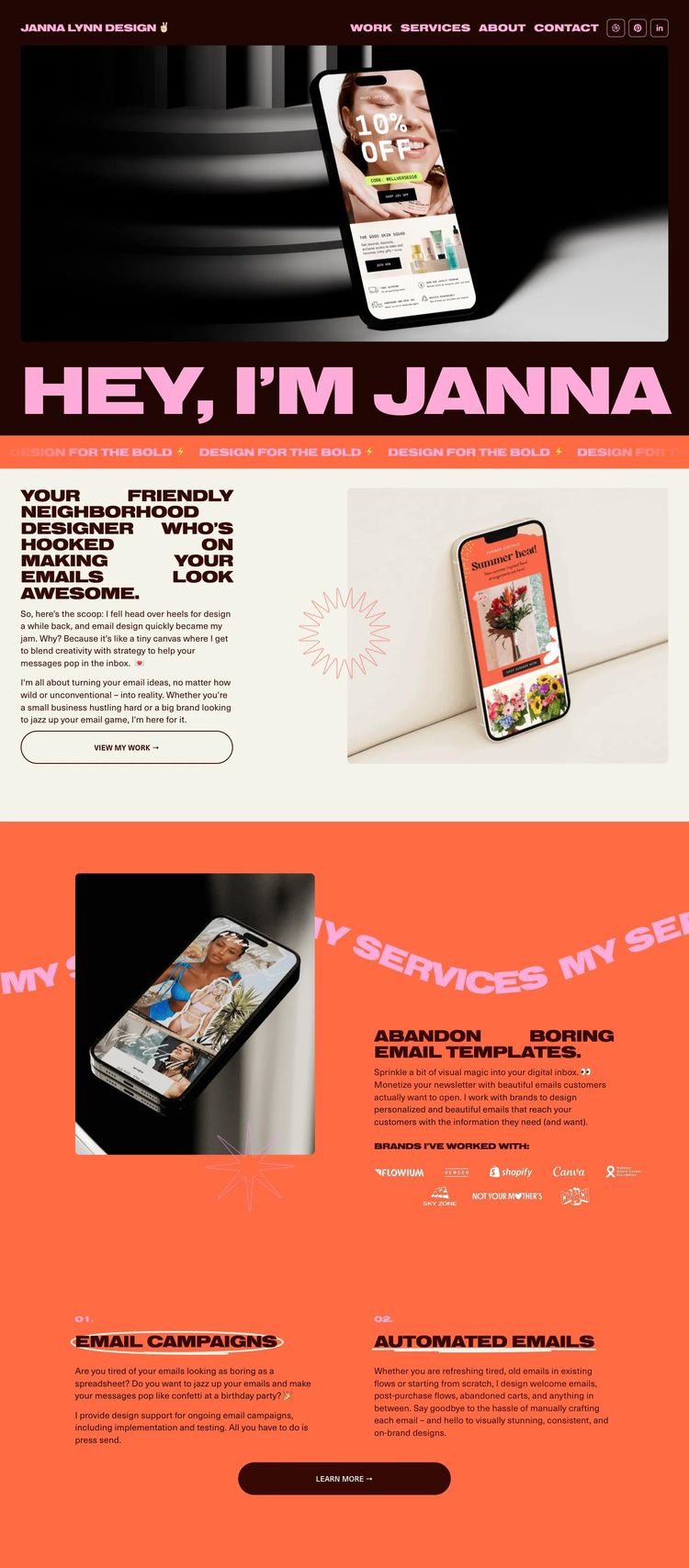 Screenshot 2 of Janna Lynn Design (Example Squarespace Design Agency/Studio Website)