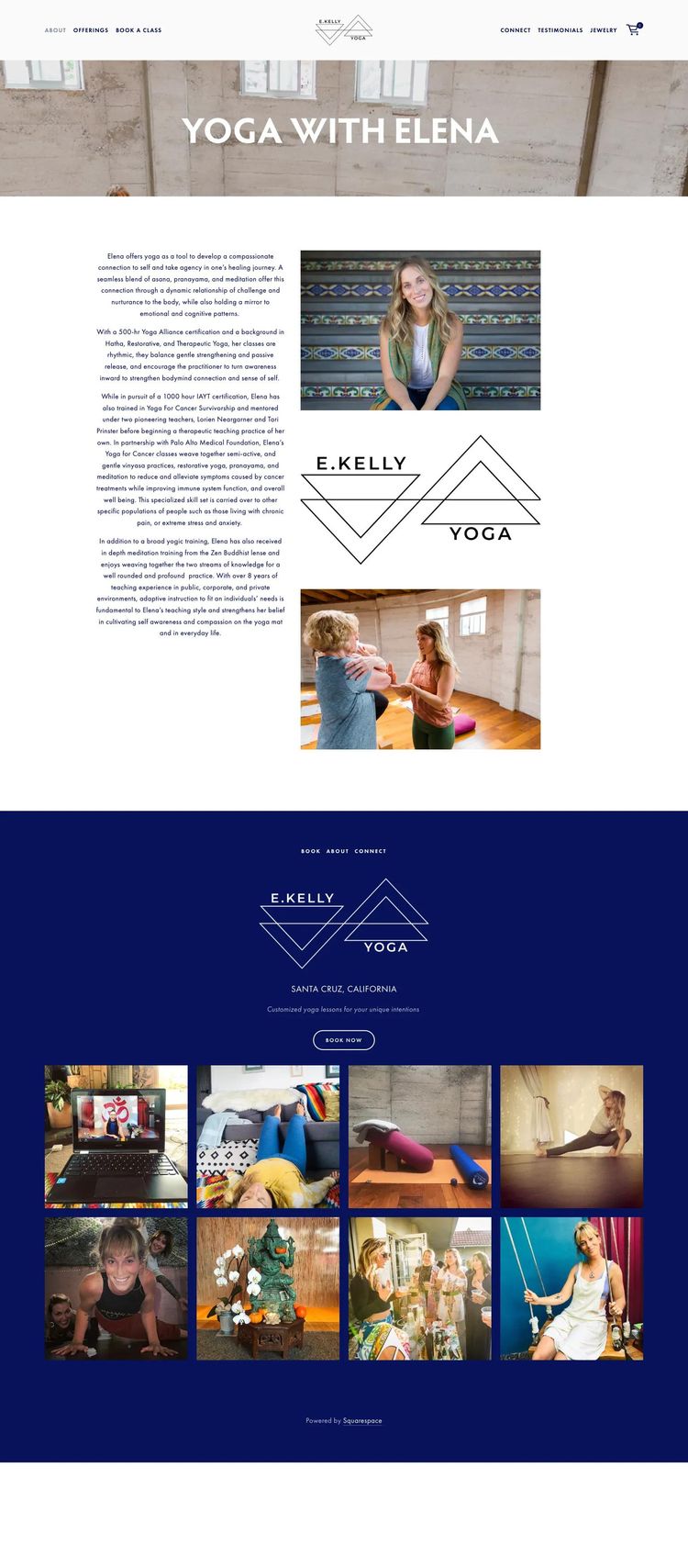 Screenshot 1 of E.Kelly Yoga (Example Squarespace Yoga Studio Website)