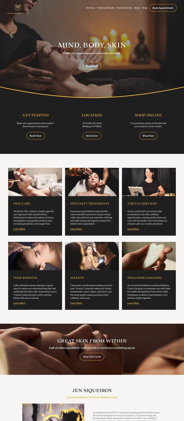Screenshot 1 of Holistic Skin by Jen (Example Squarespace Esthetician Website)