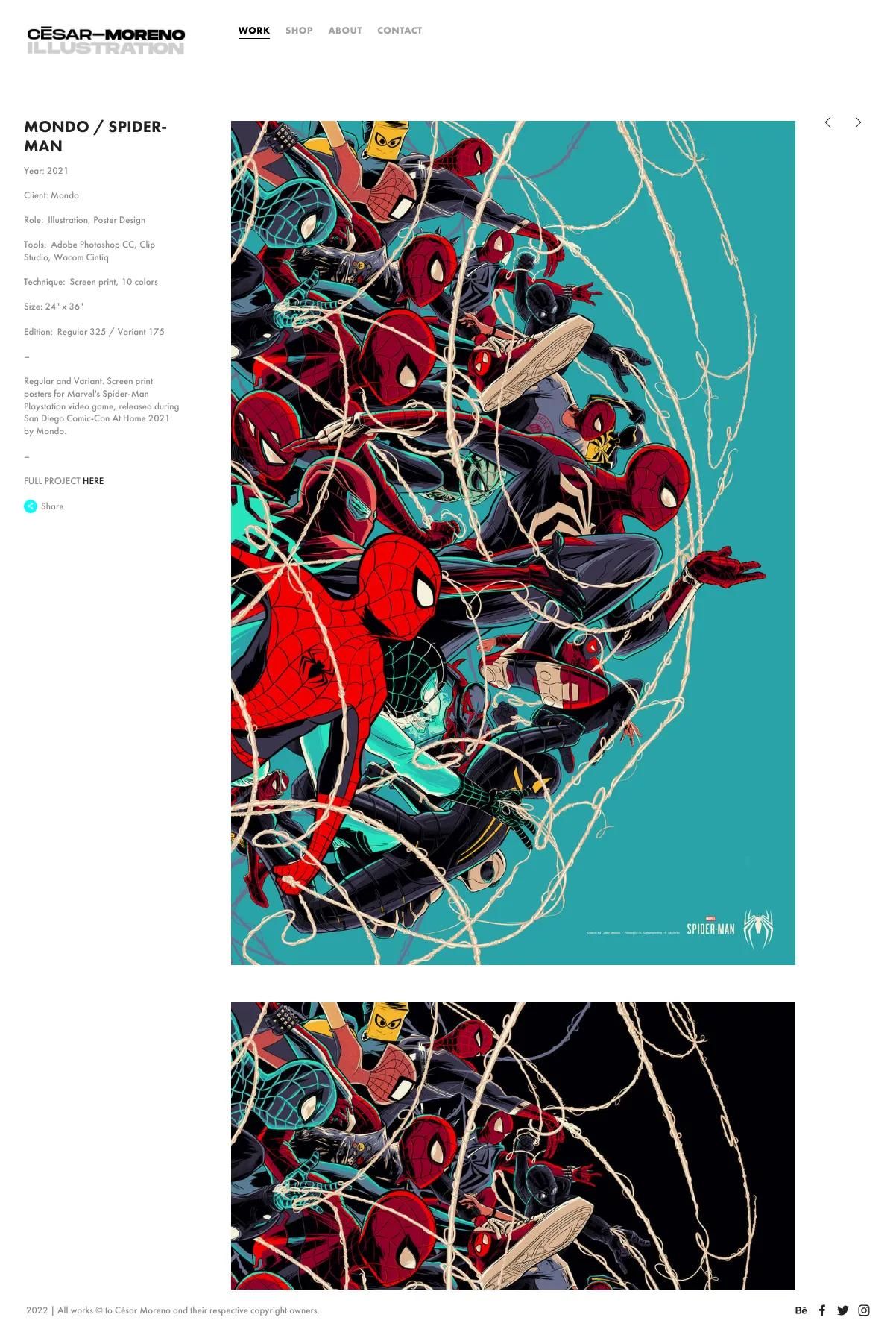 Screenshot 2 of César Moreno (Example Squarespace Artist Website)