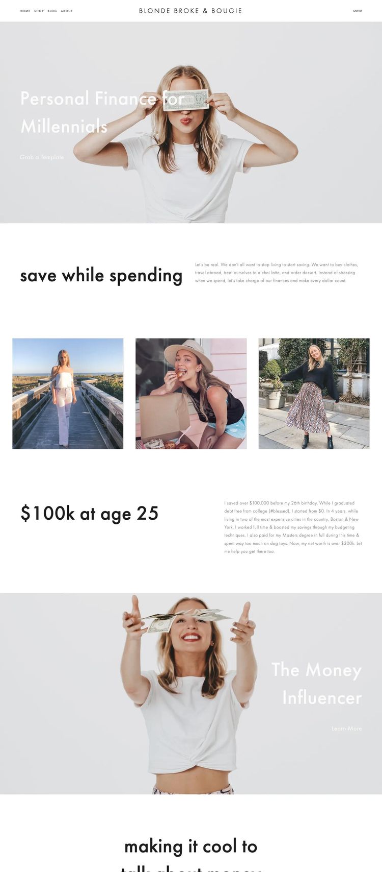 Screenshot 2 of Blonde Broke & Bougie (Example Squarespace Blog Website)