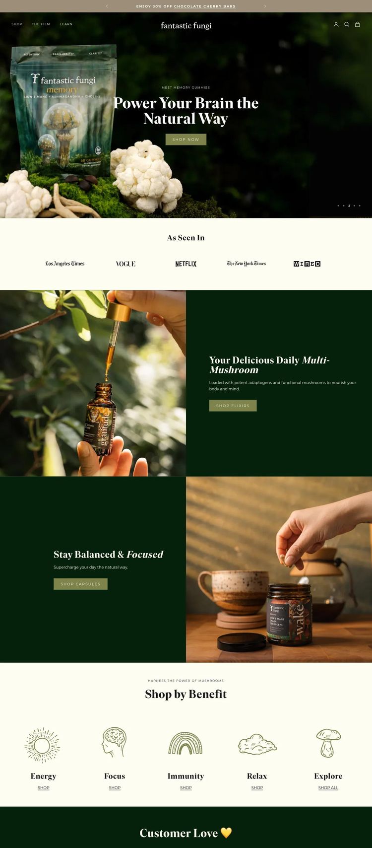 Screenshot 2 of Fantastic Fungi (Example Shopify Alternative Medicine Website)