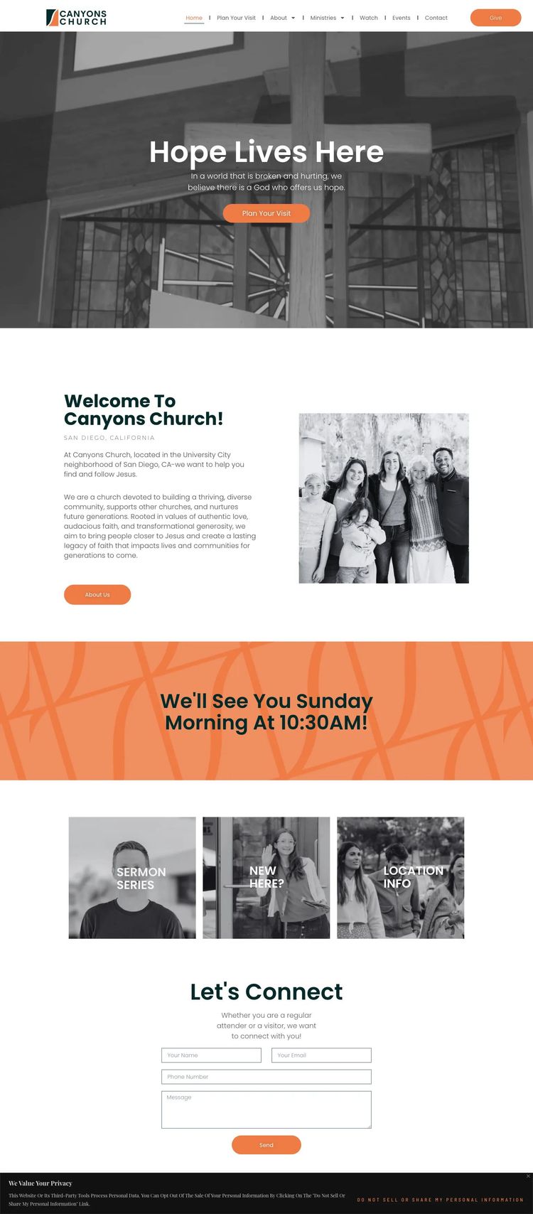 Screenshot 2 of Canyons Church (Example WordPress Church/Religious Organization Website)