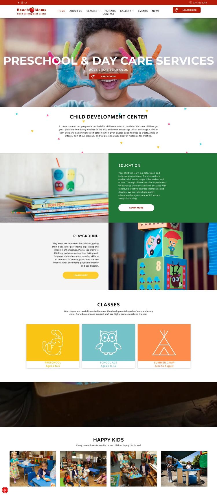 Screenshot 2 of Beach Momz (Example undefined Child Care Website)