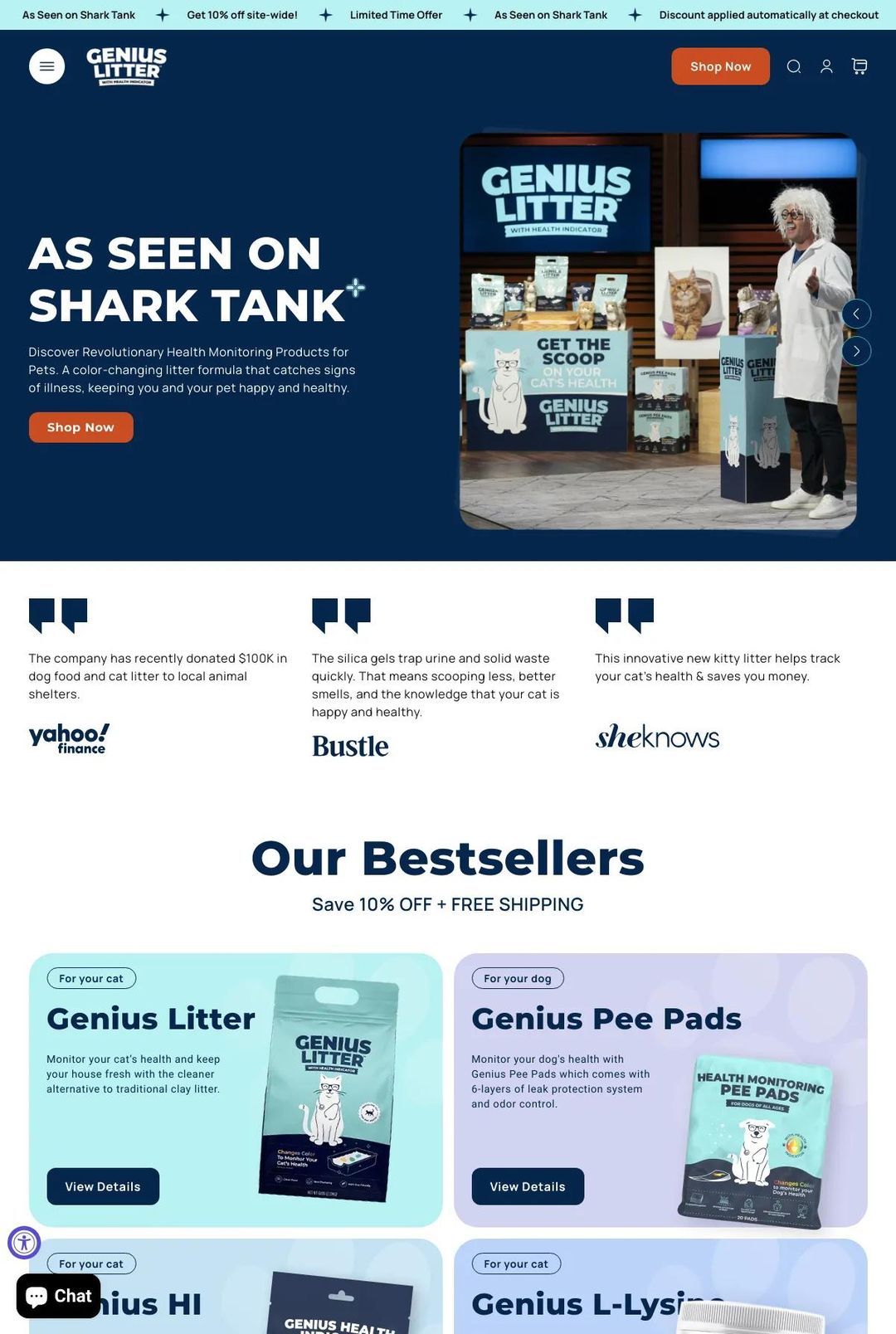 Screenshot 1 of Genius Litter (Example Shopify Pet Website)