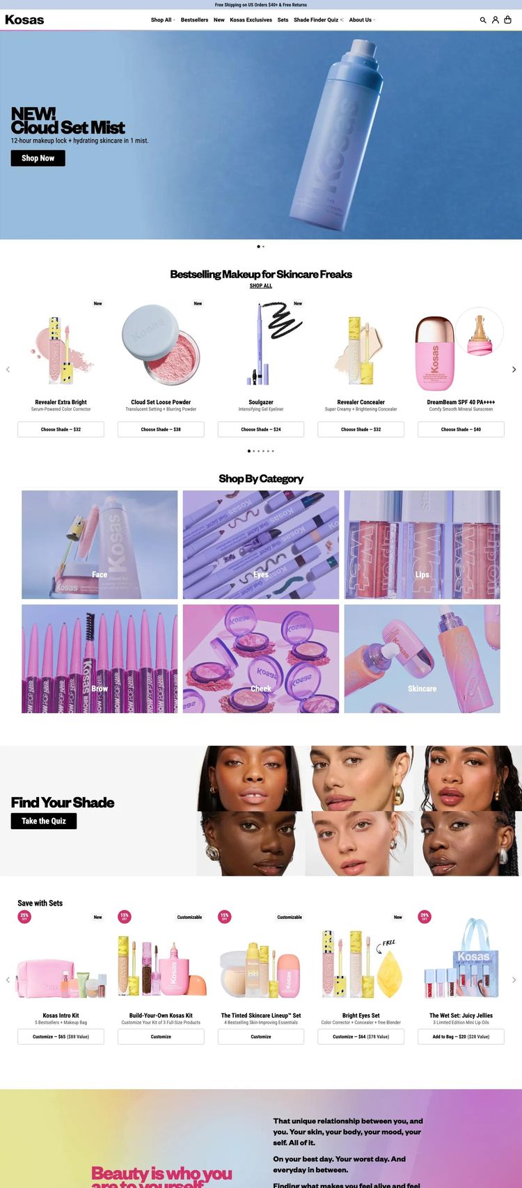 Screenshot 2 of Kosas (Example Shopify Beauty Products Website)