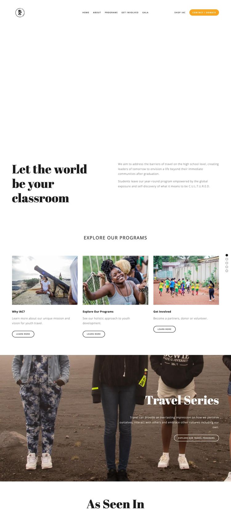 Screenshot 1 of I AM CULTURED (Example Squarespace Nonprofit Organization Website)