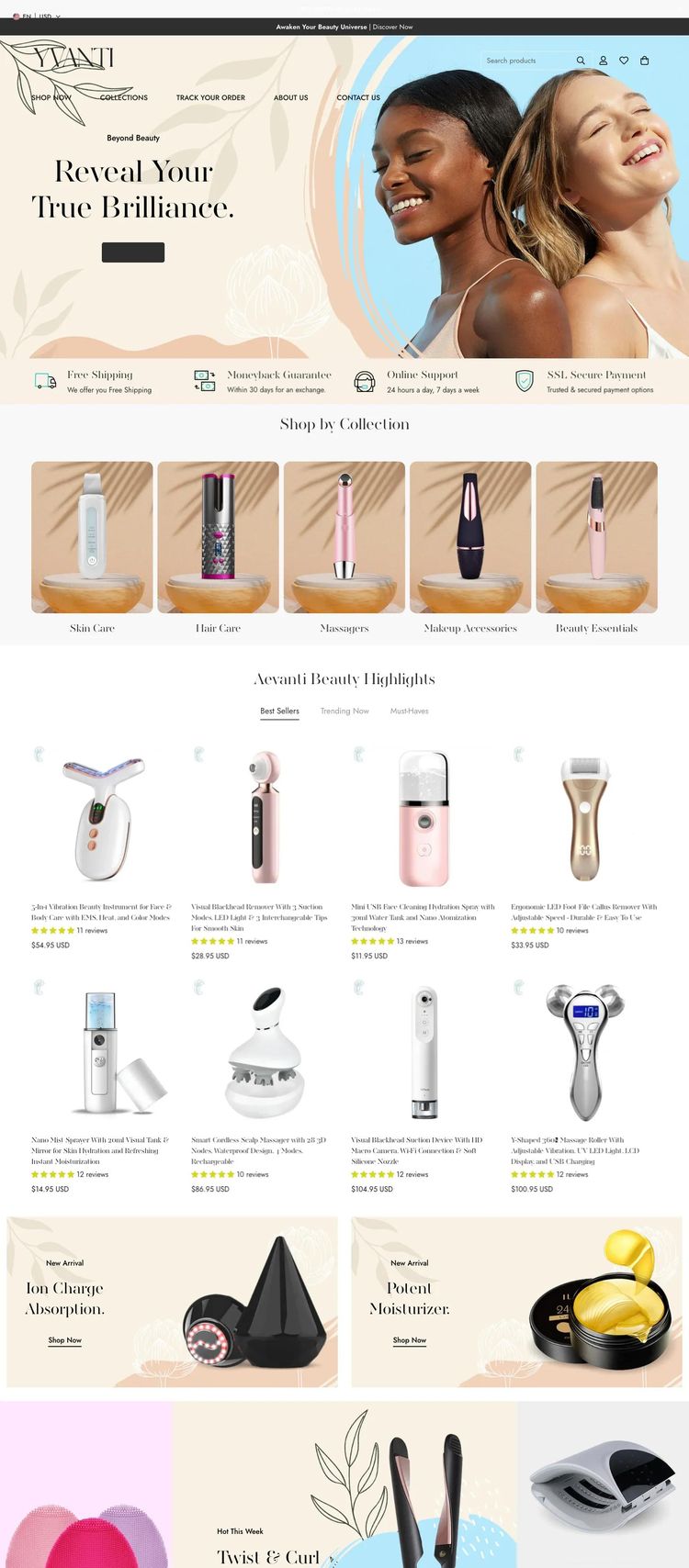 Screenshot 2 of Aevanti (Example Shopify Beauty Products Website)