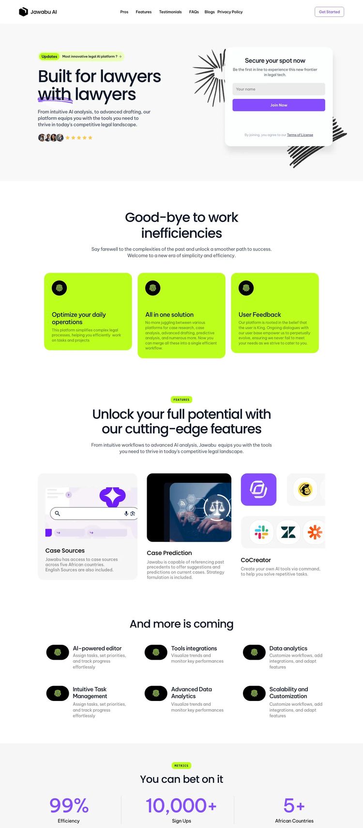 Screenshot 2 of Jawabu AI (Example Framer AI and Machine Learning Website)