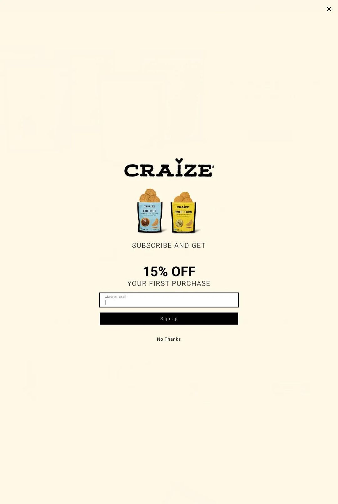 Screenshot 1 of Craize Snacks (Example Shopify Website)