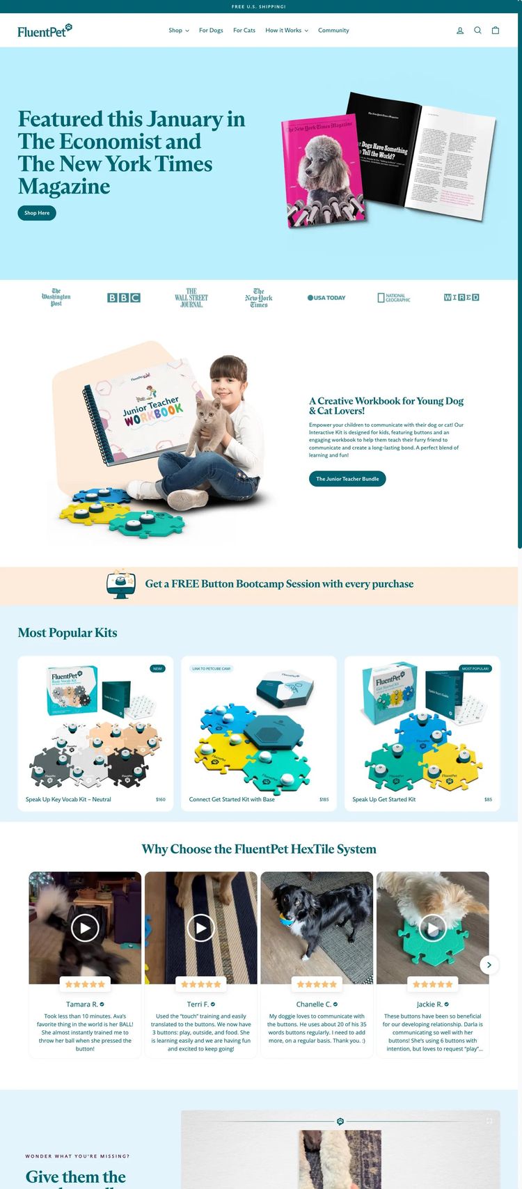 Screenshot 1 of Fluent Pet (Example Shopify Pet Services Website)