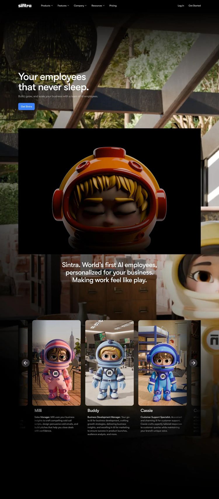 Screenshot 2 of Sintra (Example Webflow AI and Machine Learning Website)